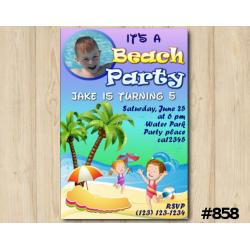 Beach Party Photo invitation