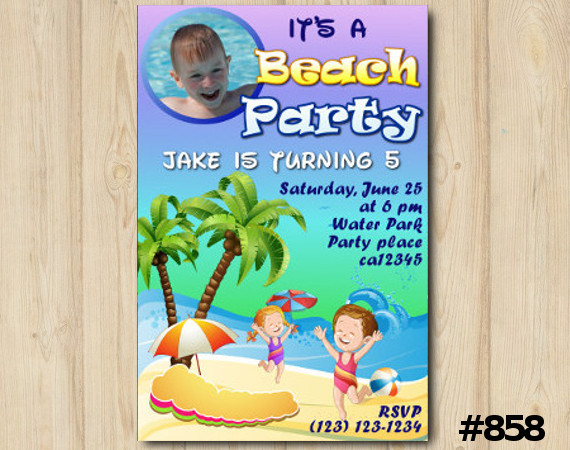 Beach Party Photo invitation | Personalized Digital Card