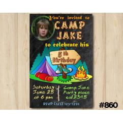 Camping Party Photo invitation