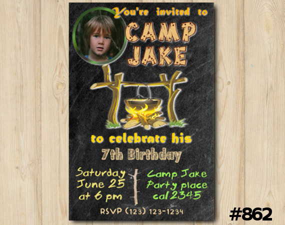 Camping Party Photo invitation | Personalized Digital Card