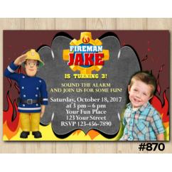 Fireman Sam Invitation with photo