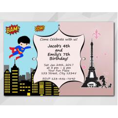 Twin Superhero and Paris Invitation