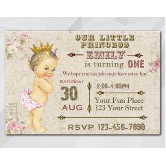 Vintage Baby 1st invitation