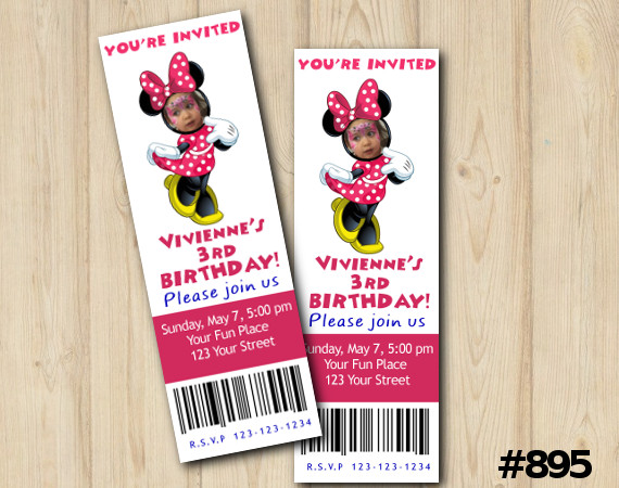 Minnie Ticket Invitation with Photo | Personalized Digital Card