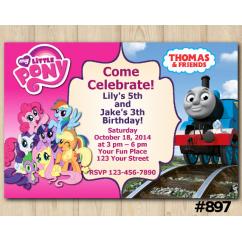 Twin My Little Pony and Thomas and Friends Invitation