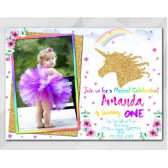 Unicorn invitation with Photo