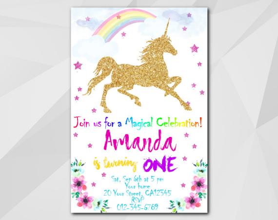 Unicorn invitation | Personalized Digital Card