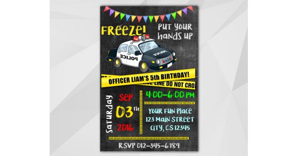 Printable Police Birthday Invitation, Police Invitation Template