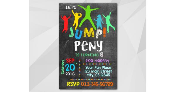 Printable Jump Birthday Invitation, Jump Invitation Template
