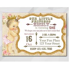 Vintage Baby 1st Birthday invitation