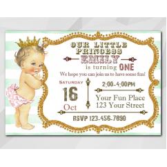 Vintage Baby 1st Birthday invitation