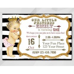 Vintage Baby 1st Birthday invitation
