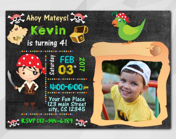 Pirate Invitation with Photo | Personalized Digital Card