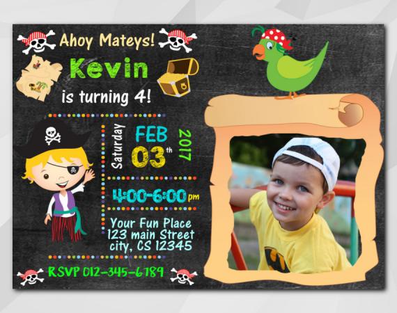 Pirate Invitation with Photo | Personalized Digital Card