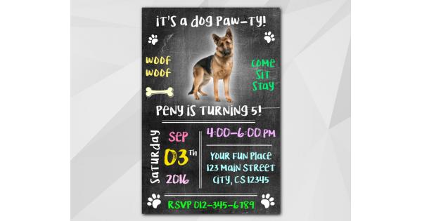 Dog Birthday Invitation, Printable Animals Invitation Template
