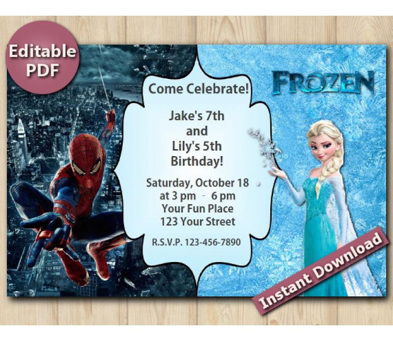 5x7 Birthday Instant Download Personalize at home with Adobe Reader Editable PDF File Spiderman Superhero Invitation