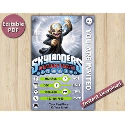 Skylanders Editable Invitation With Back 4x6 | Kaos