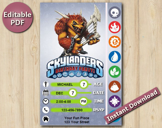 Skylanders Editable Invitation 4x6 | Wolfgang | Instant Download