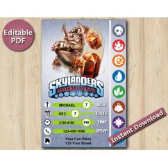 Skylanders Editable Invitation 5x7 | Wallop