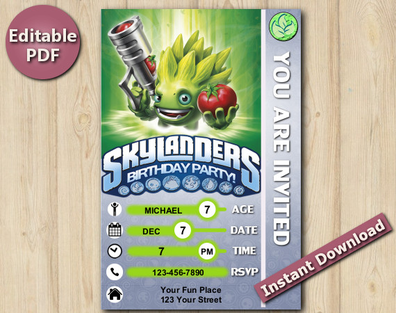 Skylanders Editable Invitation 4x6 | FoodFight | Instant Download