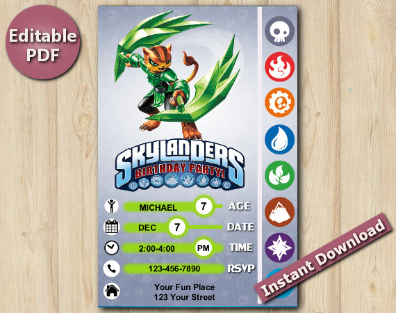 Skylanders Editable Invitation With Back 4x6 | TuffLuck | Instant Download