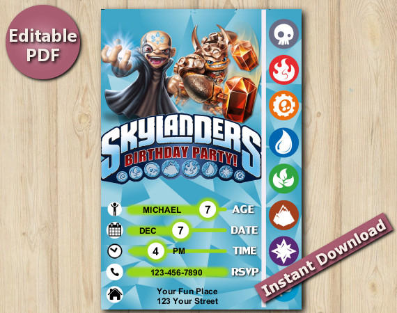 Skylanders Editable Invitation 4x6 | Kaos, Wallop | Instant Download