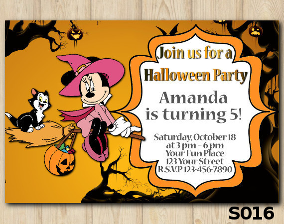 Halloween Minnie Mouse  invitation | Personalized Digital Card