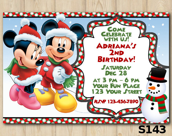 Christmas Minnie-Mickey invitation | Personalized Digital Card
