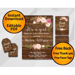 Its a Girl Baby Shower Invitation Set