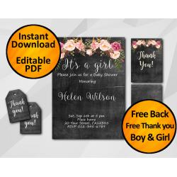 Its a Girl Baby Shower Invitation Set