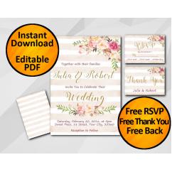 Wedding Peach Stripe Invitation set