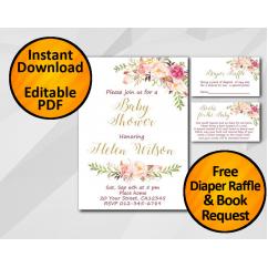 Watercolor Baby Shower Invitation set