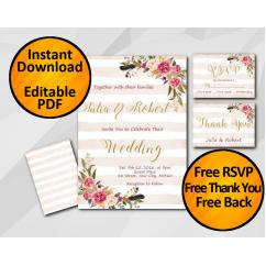 Wedding Peach Stripe Invitation set