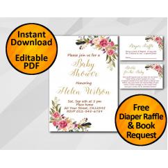 Watercolor Baby Shower Invitation set