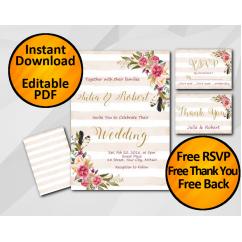 Wedding Peach Stripe Invitation set