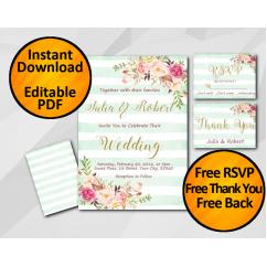 Wedding Turquoise Stripe Invitation set