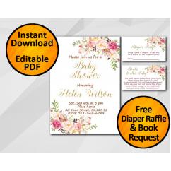 Watercolor Baby Shower Invitation set