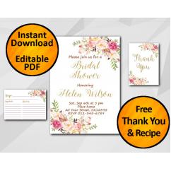Watercolor Bridal Shower Invitation set