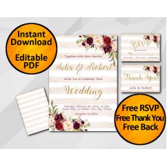 Wedding Peach Stripe Invitation set