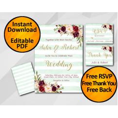 Wedding Turquoise Stripe Invitation set