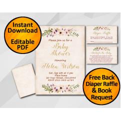 Watercolor Baby Shower Peach Invitation set