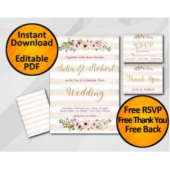 Wedding Peach Stripe Invitation set