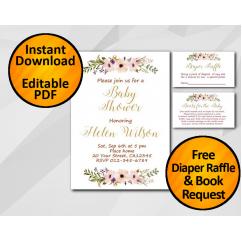 Watercolor Baby Shower Invitation set