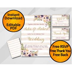 Wedding Peach Stripe Invitation set