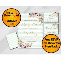 Wedding Turquoise Stripe Invitation set