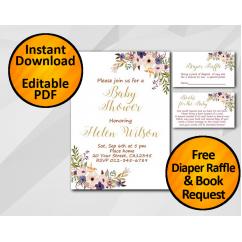 Watercolor Baby Shower Invitation set
