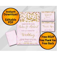 Gold Confetti Wedding Fuchsia Invitation set Gold Confetti Wedding Fuchsia Invitation set