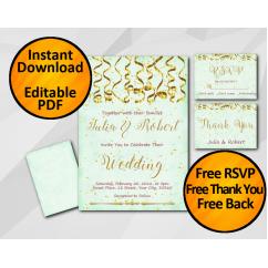 Gold Confetti Wedding Turquoise Invitation set Gold Confetti Wedding Turquoise Invitation set