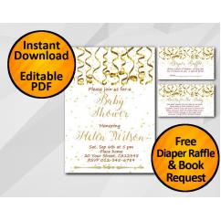 Gold Confetti Baby Shower Invitation set