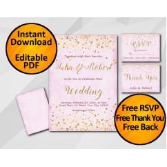 Gold Confetti Wedding Fuchsia Invitation set Gold Confetti Wedding Fuchsia Invitation set